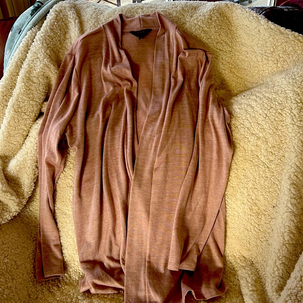 Dusty rose/mauve long sleeved cardigan, lightweight, size XL
